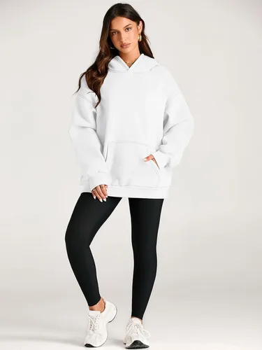 Vista 6 de EFAN - Sudadera con capucha para mujer - Sudadera de vellón sobredimensionada con mangas largas para otoño e invierno, ropa de moda inspirada