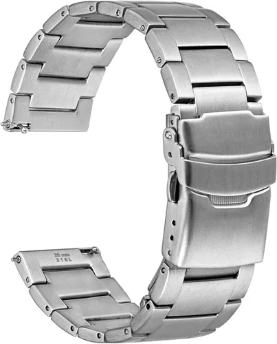 Vista 10 de WOCCI Correa de reloj de metal resistente, correa de reemplazo de acero inoxidable 316L, cierre desplegable, compatible con ancho de lug de reloj