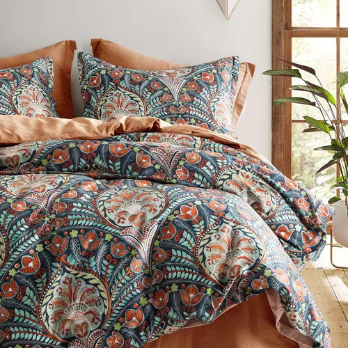 Vista 5 de Eikei Home Edredón de lujo de estampado de Medallón de Damasco Boho cachemira, Juego de Ropa de Cama de 400 Hilos de Algodón Egipcio de Satén