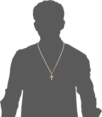 Vista 3 de Heartland - Colgante clásico de cruz de alto pulido con relleno de oro de 14 quilates para hombres fabricado en Estados Unidos cadena a elegir NA