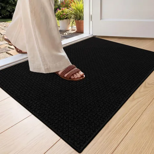 Vista 43 de Color&Geometry - Tapete para puerta delantera de 26 x 47 pulgadas, atrapador de suciedad con parte trasera de goma ultra antideslizante, perfil Caqui