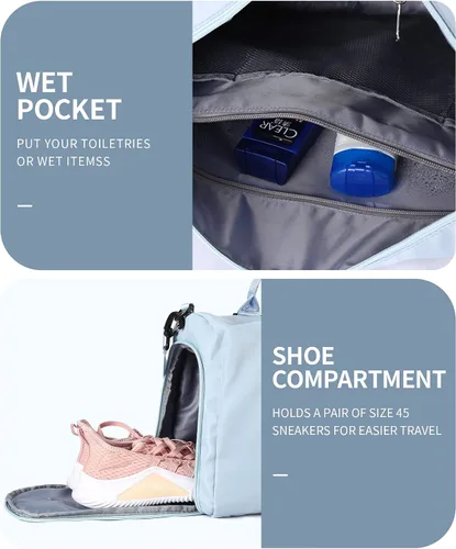 Vista 5 de Bolsa de lona de viaje, bolsas de fin de semana para mujeres y hombres, bolsa de transporte durante la noche, bolsa de hospital, bolsa de gimnasio