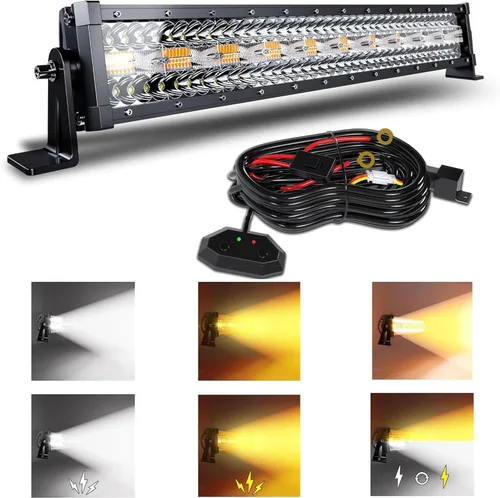 Vista 15 de [Usado] Barra de luz LED de 12 pulgadas y 72 W, luz estroboscópica blanca/ámbar con seis modos, luces antiniebla de conducción, haz de luz