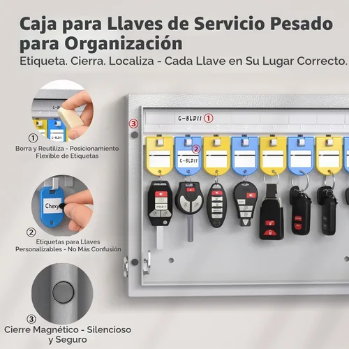 Vista 3 de WeHere Caja de Seguridad para 16 Llaves de Montaje en Pared, Gabinete Inteligente para Llaves con Etiquetas para Llaves, Control de Aplicación