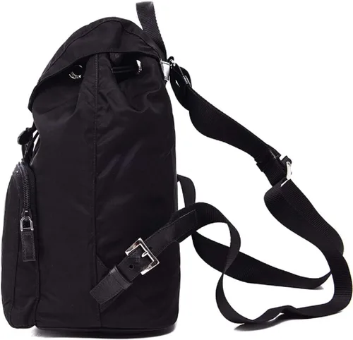 Vista 6 de Prada 1BZ005 - Mochila unisex de nailon negro Tessuto