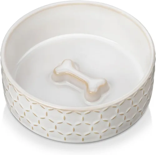 Vista 13 de MALACASA - Cuenco de comida de cerámica para perros, plato de agua para razas medianas, 4 tazas