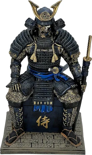 Vista 2 de LOOYAR Estatua de guerrero samurai antiguo medieval zombi de resina, figura decorativa artesanal para sala de estar, porche, oficina, escritorio