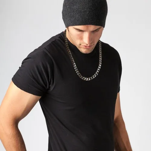 Vista 25 de YAMI Cadena de eslabones cubanos para hombre, azul/negro/oro de 14 quilates, acero inoxidable de 0.394-0.472 in de grosor, collar de cadena