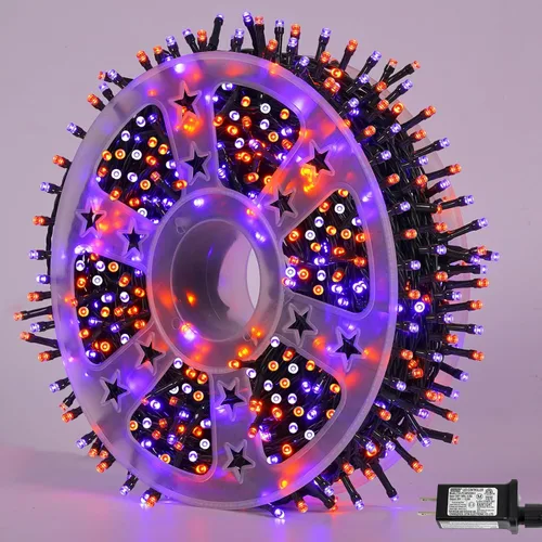 Vista 11 de QITONG Guirnalda de 500 luces LED de Navidad de 165 pies para exteriores, impermeable, luces multicolor con 8 modos, cable verde, luces parpadeantes