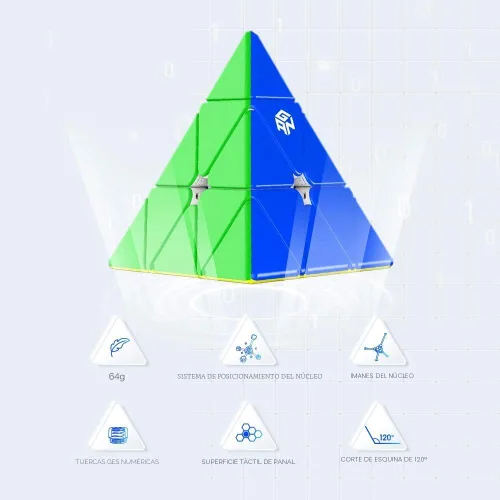 Vista 2 de GAN Pyraminx 36 imanes, rompecabezas de pirámide magnética de velocidad, cubo triangular sin calcomanías (estándar)
