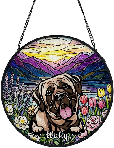 Vista 10 de Dog Stained Glass Window Hanging, Ocean Sea Outdoor Suncatcher