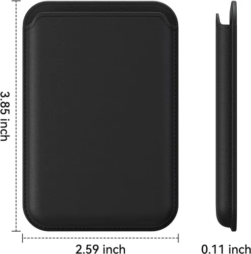 Vista 5 de Tarjetero magnético más fuerte de piel RFID para iPhone 16 Series, accesorios Mag-Safe para iPhone 17/16/15/14/13/12 y Pro/Promax, negro