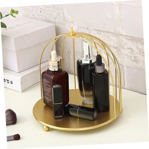 Vista 5 de Beavorty Estante de almacenamiento de hierro forjado, vitrina cosmética, organizador de encimera de maquillaje, soporte para plantas, collar