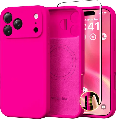 Vista 136 de GolbinBox Funda magnética para iPhone 17, compatible con MagSafe, cubierta de silicona integrada para control de cámara, funda de silicona líquida a