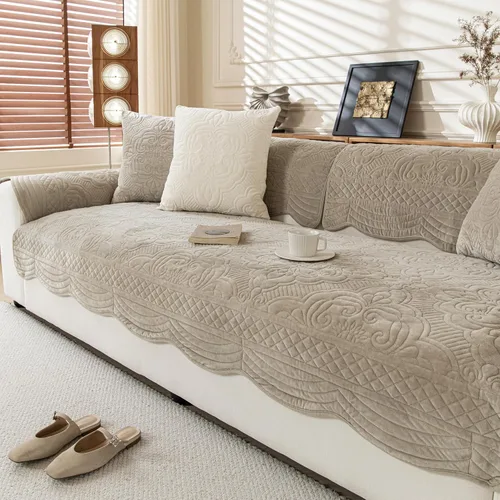 Vista 12 de Fundas para Reposabrazos de Sofá, Fundas de Felpa de Terciopelo Vintage para Sofá, Fundas Antideslizantes para Sillón y Sofá, Almohadillas