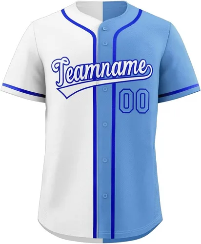 Vista 6 de Camiseta de béisbol dividida personalizada con botones y número de nombre cosido personalizado para hombres/mujeres/niños