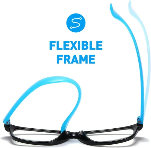 Vista 7 de DYLB Lentes de bloqueo de luz azul para niños y niñas, paquete de 2, anteojos de computadora para niños de 3 a 9 años, antiluz azul y dolor de Negro