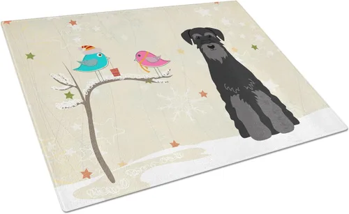 Vista 23 de Caroline's Treasures BB2513LCB - Tabla de cortar de vidrio con texto en inglés "Christmas Presents between Friends" Airedale Terrier - Tabla