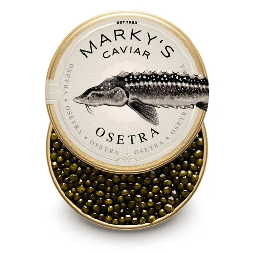 Vista 2 de MARKY'S Juego de regalo de caviar caspio – 1 oz / 28 g (paquete de 3) x Beluga Hybrid Caviar, Privat Stock Almas Osetra, Osetra Royal Amber Caviar