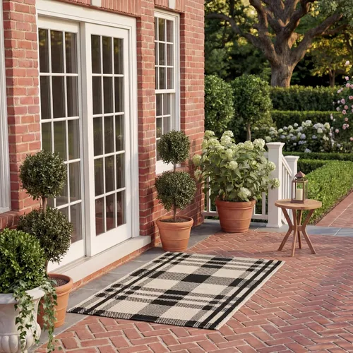 Vista 67 de SAFAVIEH Alfombra Lavable para Exteriores Colección Courtyard - 2'3" x 4', Beige y Azul, Patrón a Cuadros, No Desprende Pelusa y Fácil Limpieza