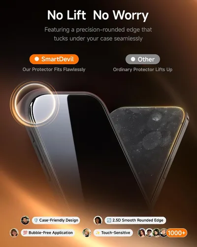 Vista 9 de SMARTDEVIL Paquete de 2 protectores de pantalla de privacidad para iPhone Air, vidrio templado 9H antiespía de 28°, resistente a impactos