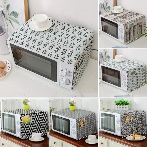 Vista 2 de AKOAK 1 paquete de 11.81 x 35.43 pulgadas, cubierta antipolvo para microondas y cocina para el hogar, funda de horno de lino y algodón con bolsa
