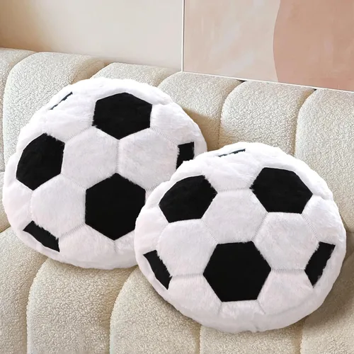 Vista 12 de Paquete de 2 almohadas de béisbol de felpa, suaves y esponjosas redondas con forma de béisbol para habitación de niños, decoración de sofá y cama