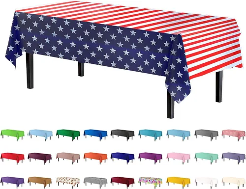 Vista 49 de Party Solids Paquete de 6 manteles de plástico prémium de 54 pulgadas x 108 pulgadas. Cubierta de mesa rectangular de plástico - Aqua