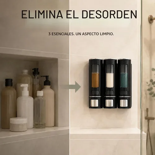 Vista 7 de Dispensador de champú y acondicionador de 3 cámaras sin taladro