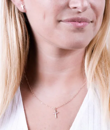 Vista 25 de Collar de cruz de oro para mujer, collares con colgante de cruz minimalista, longitud de 16 a 18 pulgadas, joyería cristiana hecha a mano, regalo