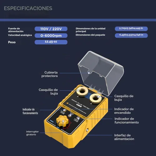 Vista 8 de Probador de chispas para automóvil, probador de bujías de automóvil con detector de doble orificio ajustable automático, analizador de enchufe