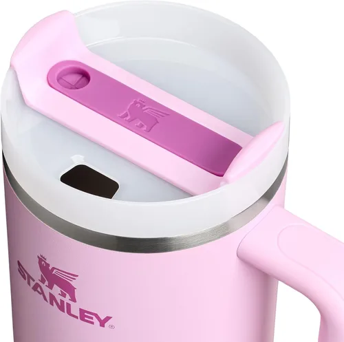 Vista 2 de Stanley Quencher H2.0 - Vaso de acero inoxidable con asa, pajilla y tapa FlowState giratoria de 3 posiciones; aislamiento térmico, sin BPA; apto