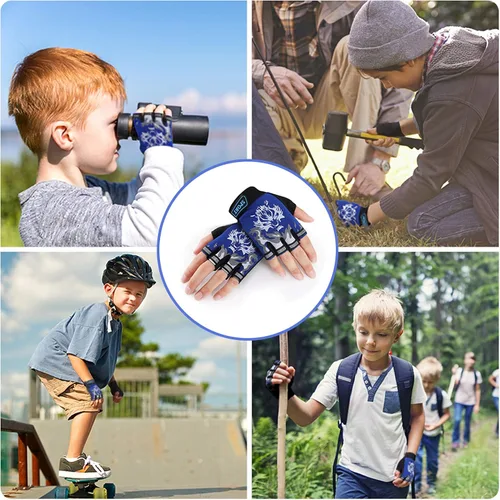 Vista 7 de Accmor Kids Fishing Gloves, Kids Sport Gloves, Kids Cycling Gloves, Children Full Finger Gloves for Cycling Camping Fishing Parkour Outdoor Sports