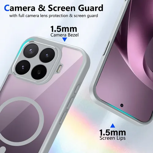 Vista 182 de Funda magnética transparente compatible con Xiaomi 17T, color negro 2 en 1 PC + TPU cubierta de teléfono a prueba de golpes, carcasa protectora