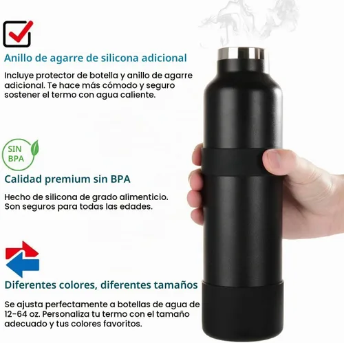 Vista 5 de Greant Funda protectora doble para botella de agua compatible con Hydro Flask, funda flexible de silicona compatible con funda Hydroflask, funda