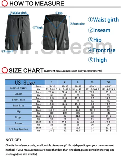Vista 3 de Mr.Stream Pantalones cortos de carga elásticos con múltiples bolsillos y secado rápido para hombre