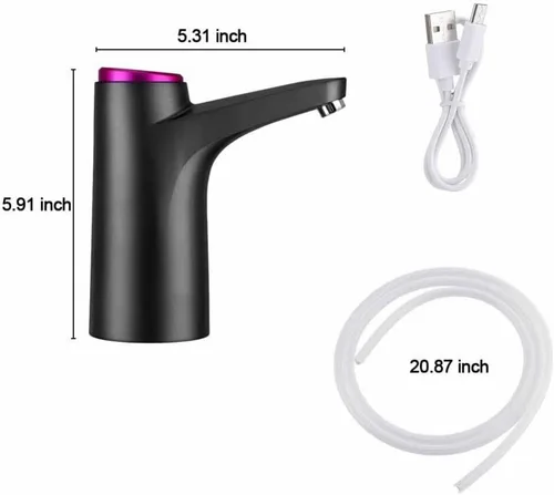 Vista 8 de Bomba automática de agua potable, dispensador de botellas de agua portátil USB inteligente con carga eléctrica USB e interruptor de apagado Negro
