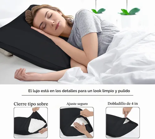 Vista 7 de Royale Linens Juego de 2 fundas de almohada Queen – Fundas de almohada de cama – 20 x 30 pulgadas – Fundas de almohada negras – 1800 microfibra Negro