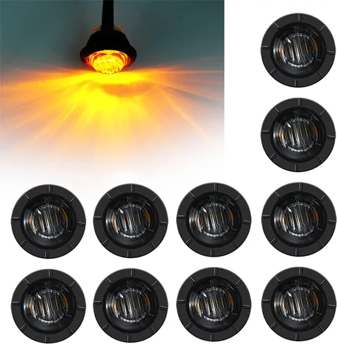 Vista 7 de Luz LED Purishion de 10 x 3/4 pulgadas. Luz redonda para faro delantero y trasero, luz indicadora para camión, coche, remolque, furgoneta, caravana