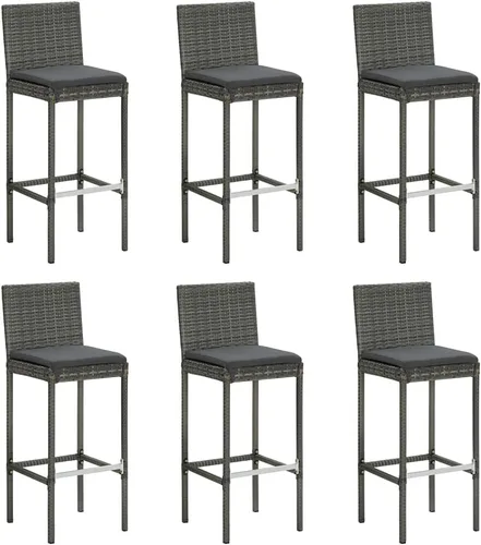 Vista 8 de Ensemble de Bar de Jardin Gris Anthracite 7 Pièces con primos, Mesa y Tabourets Haute Pour Terrasse, Balcón, Extérieur - Design Moderne en Bois