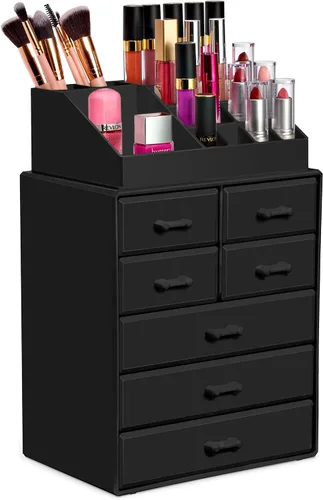Vista 7 de Sorbus Organizador de Maquillaje, Soporte para Brochas y Cajones de Almacenamiento de Maquillaje - Organizador de Maquillaje Acrílico para Tocador