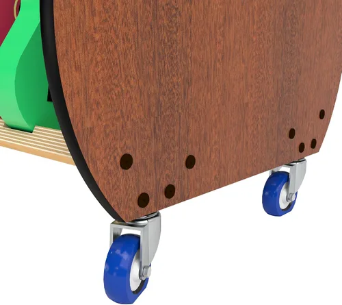 Vista 4 de Carrito de almacenamiento de ukelele móvil para escuelas (18) – The Band Room Estante para aula de música Fabricado en Estados Unidos