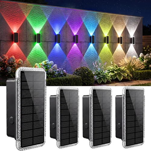 Vista 15 de vighep Paquete de 8 luces solares para valla al aire libre, luces de pared Negro