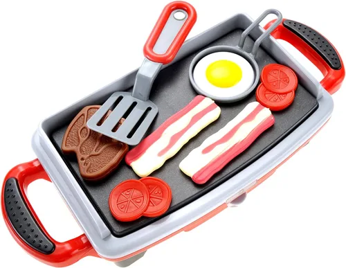 Vista 2 de PowerTRC Breakfast - Juego de parrilla de juguete para niños de 4 a 8 años, juguetes de cocina, juego de parrilla para niños, parrilla de barbacoa