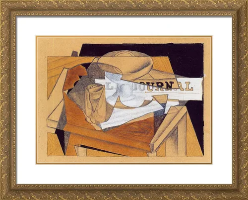 Vista 5 de ArtDirect Gris, Juan 24x20 Black Modern Framed Art Print Titled: Bowl Glass and Newspaper Black Modern Wood Frame