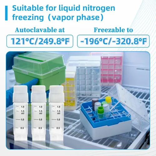 Vista 7 de CRYOGENIC VIALS - Tubos de muestra de 0.1 fl oz, rosca externa sin código de barras, autopie, PP, autoaplicable, radiación gamma esterilizada, 25