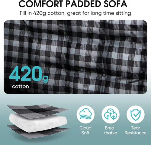 Vista 5 de Bolosy - Silla de camping doble acolchada para sofá biplaza Sillas de campamento de gran tamaño para 2 personas para adultos, silla de césped