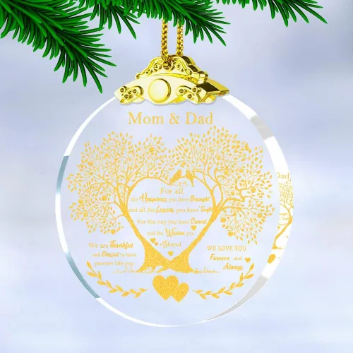 Vista 3 de Regalo de adorno de aniversario para mamá y papá de boda, adorno de aniversario de mamá y papá, regalo de adornos de vidrio de Navidad para mamás