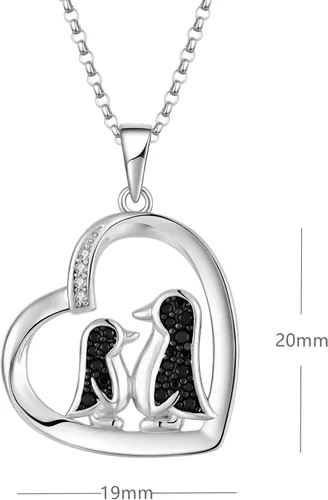 Vista 5 de JO WISDOM Collar de pingüino, plata de ley 925 con circonita cúbica y colgante de pingüino