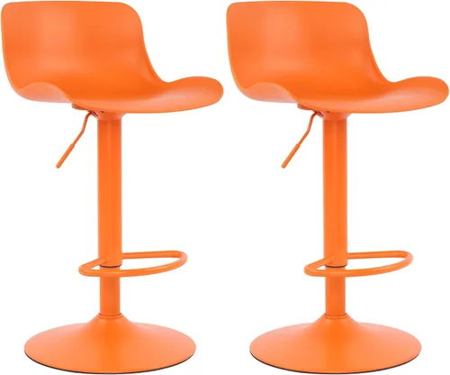 Vista 8 de LSSBOUGHT Taburetes de bar, taburetes de bar giratorios de altura de mostrador con respaldo de carcasa de plástico, sillas de bar ajustables Naranja